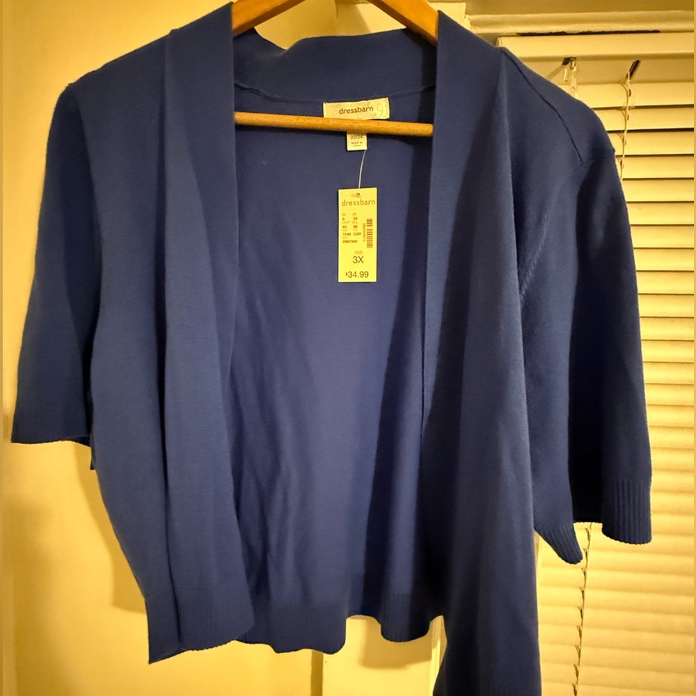 BNWT DRESS BARN BLUE WOMENS SHRUG SWEATER

THIS IS VINTAGE & NEVER BEEN WORN!